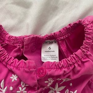 Baby girls Pink Dress, white embroidery